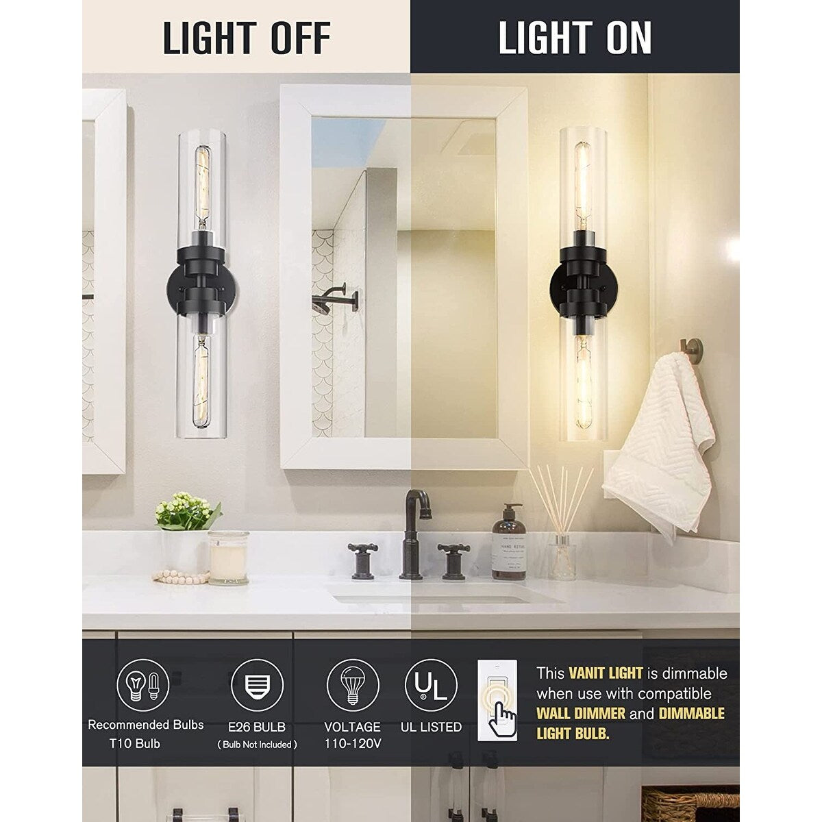 2 light industrial wall sconce farmhouse wall light fixture glass wall lamp