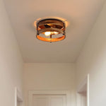 2 light rust flush mount ceiling light fixture wood ceiling lamp round drum semi flush mount ceiling lamp