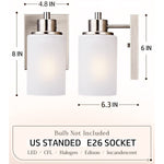 2 pack bath vanity wall light fixture indoor wall sconce frosted glass wall lamp with nickel finish