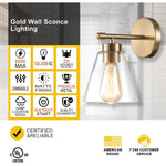 2 pack gold wall light modern glass wall sconces