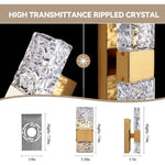 2 pack gold wall sconce crystal wall light modern wall lamp for bedroom