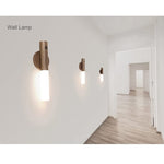2 pack motion sensor night wall light fixture rechargeable LED lamp wooden wall sconce