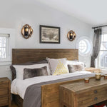 2 pack vintage wall lights for hallway retro wood black