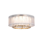 1 Pack flush mount light metal crystal fabric ceiling fixture white gold ceiling light