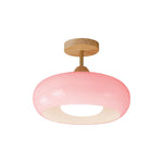 1-Light bulb light glass flush mount ceiling fixture pink ceiling light