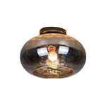 1-Light semi flush mount hammered glass metal ceiling fixture black wall sconce