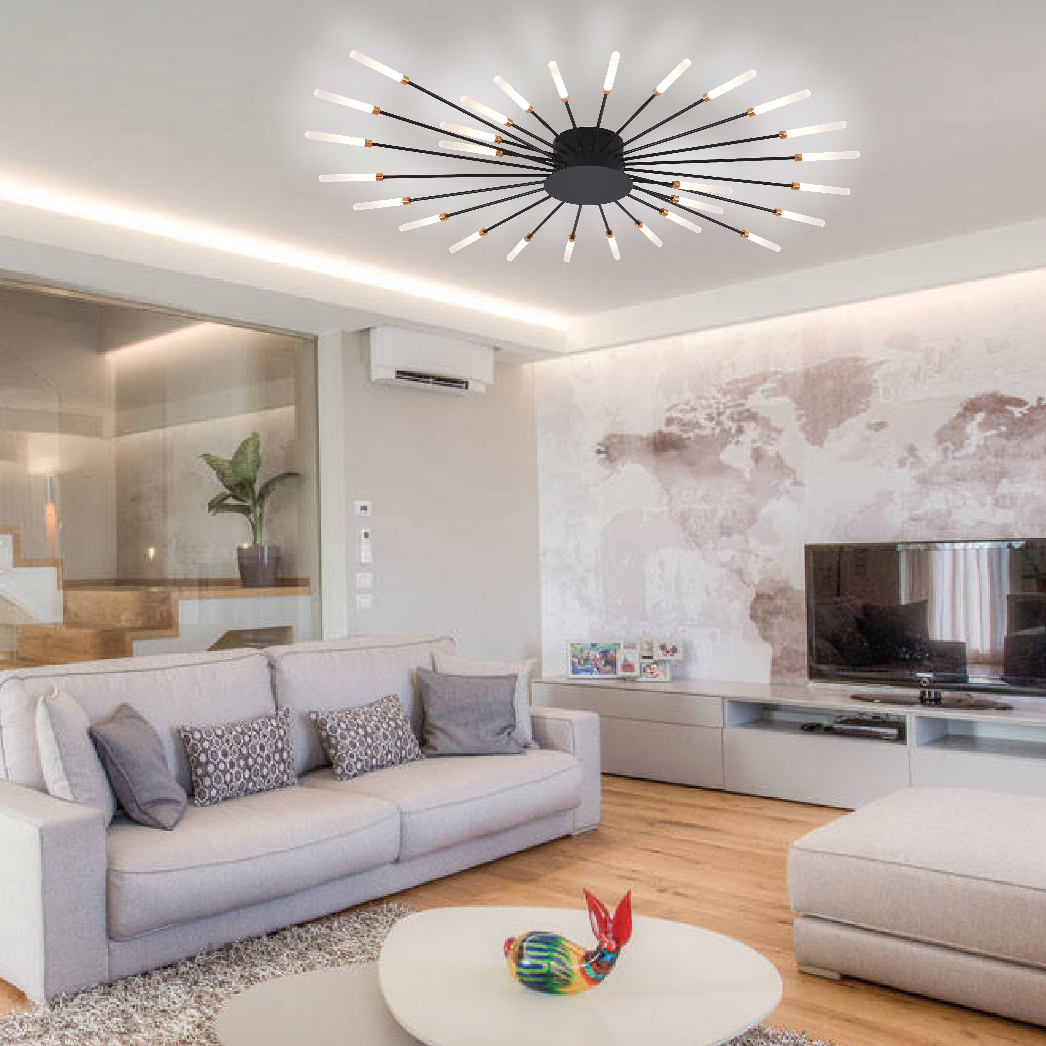 28 light Modern LED ceiling lamp with remote control acrylic semi flush mount lighting with 3 Color/3000-6500K