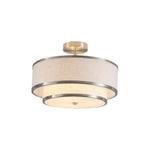 3-light light bulbs fabric metal light fixture silver gold flush mount ceiling light