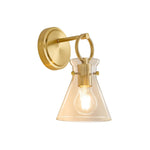 1 Light light bulb brushed gold light fixtures glass, metal wall lights