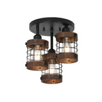 3-Light light and bulbs alloy steel wood ceiling light black light fixtures