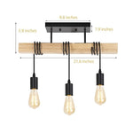 3-Light wood ceiling light Black rustic kitchen light fixtures Vintage farmhouse light fixtures ceiling