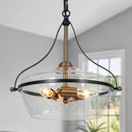 3 light black gold chandelier bell glass hanging light kitchen island pendant lamp