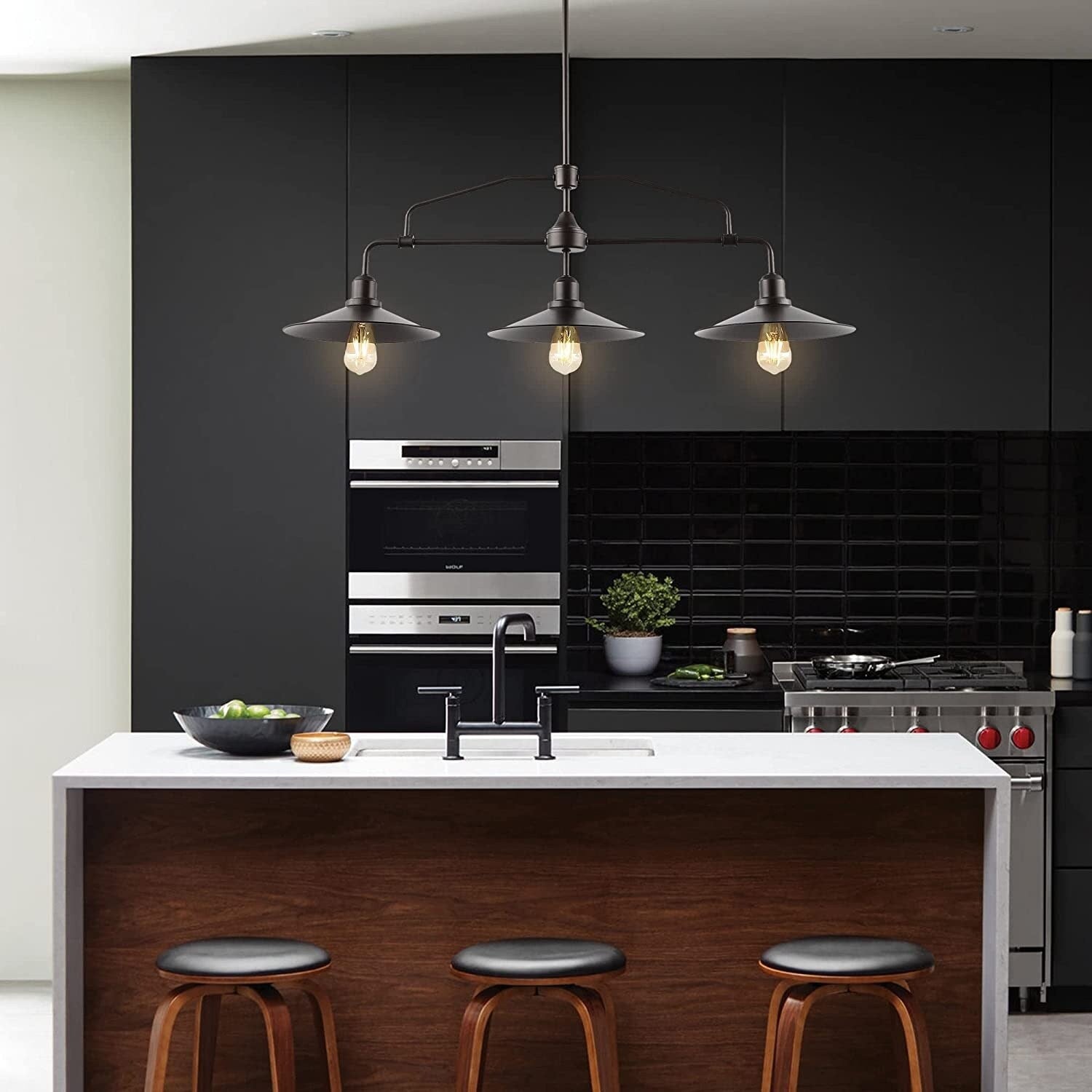 3 light industrial pendant light coastal dining chandelier bronze farmhouse light fixtures