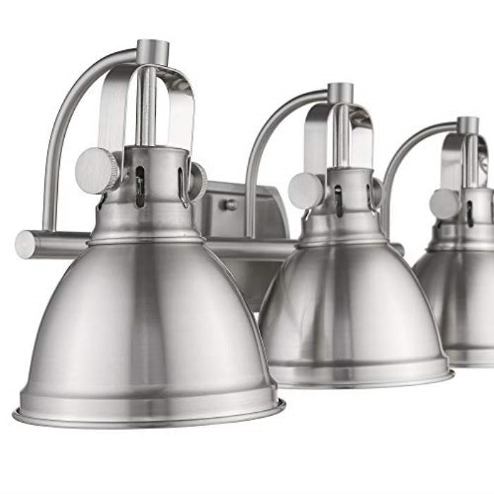 3 light vanity nickel wall light fixture with metal shade