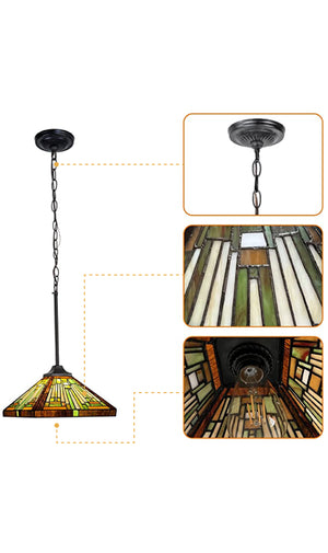 1 Light tiffany Amber Brown glass pendant light 12 Inch Hanging Lamp