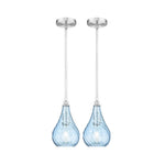 2 Pack kitchen island metal glass pendant light white blue farmhouse lighting