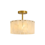 3 Light ceiling light alabaster marble metal semi flush mount gold wall sconce