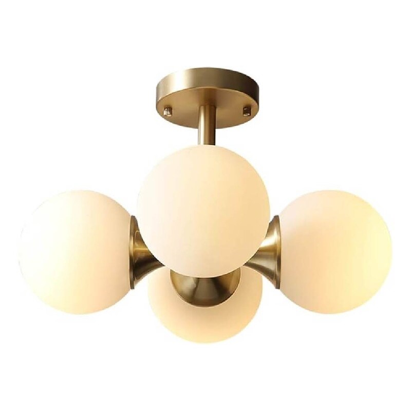 4-Light light fixture antique brass flush mount light glass, metal ceiling light