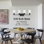 4 light black industrial wall light fixture with clear glass shade