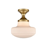 Modern light fixture ribbed glass iron semi flush mount gold ceiling lamp