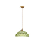 Hand-blown pendant light glass hanging fixture green ceiling lamp