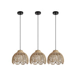 3 Pack hanging light vintage dining room light rattan pendant light