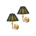 2 pack wireless sconces metal linen wall lights gold green wall lamp