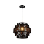 5-tier boho chandelier rattan ceiling fixture black pendant light