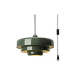 3-layer plug in pendant light iron hanging lamps green Light Fixtures