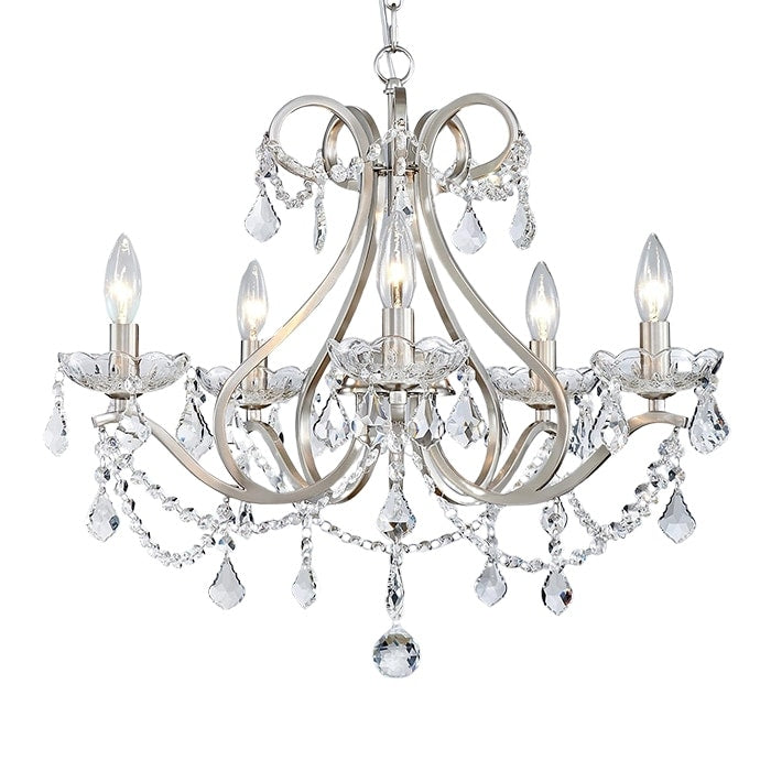 5-Lights ceiling lights nickel bedroom lights metal, crystal pendant light