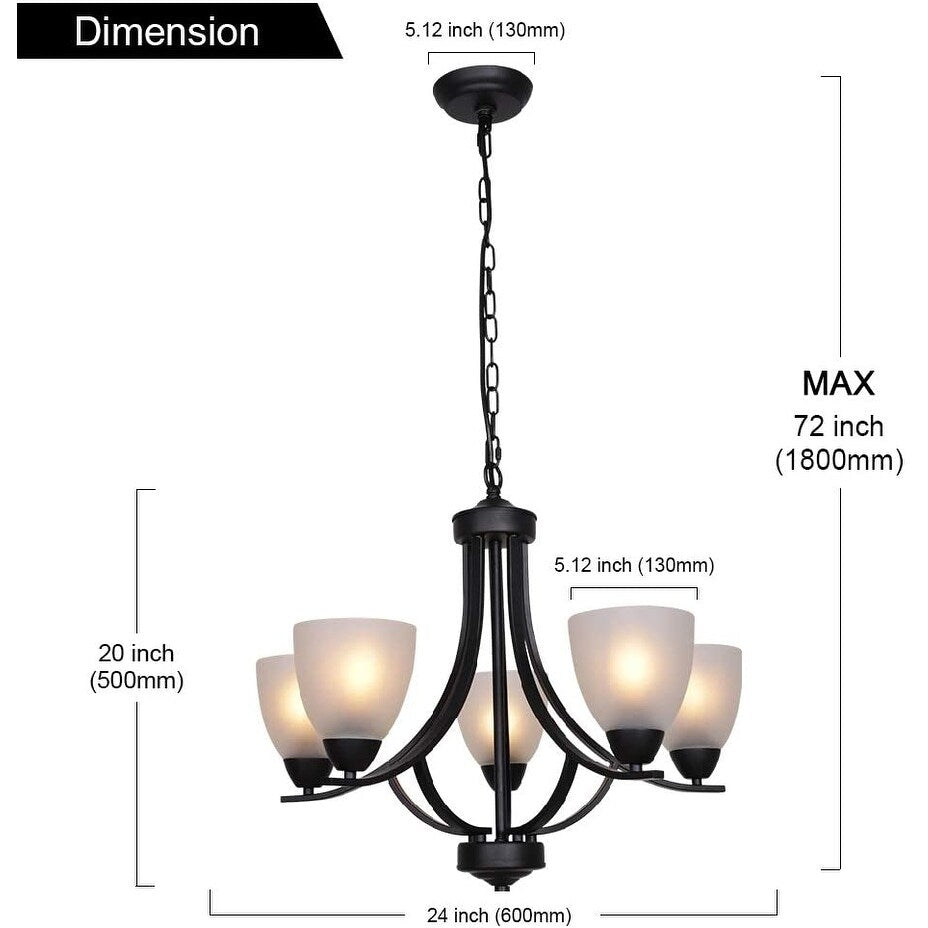 5 light alabaster glass chandelier black modern pendant light fixture