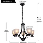 5 light alabaster glass chandelier black modern pendant light fixture