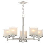 5 light frosted glass chandelier with nickel finish