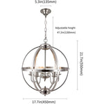 5 light globe chandelier industrial sphere pendant light fixture with nickel finish