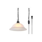 Dimmable plug in lamp glass iron pendant light white black hanging fixture