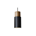 Adjustable black pendant light LED metal industrial kitchen wood