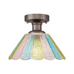 10 inch bulb light glass, metal farmhouse light colored floral kitchen light
