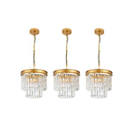3 Pack dining room lights gold shade chandelier Crystal pendant light