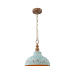 11.3in Dimmable kitchen lighting metal pendant light teal green farmhouse chandelier