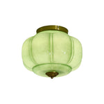 3-Light flush mount fixture glass metal ceiling light green gold wall sconce