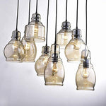 8 light cognac glass industrial antique black chandelier