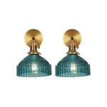 2 Pack bulb light metal glass light fixture blue gold wall sconces