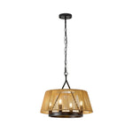 4-light woven chandelier rattan pendant light brown ceiling fixture