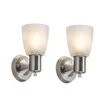 2 pack farmhouse wall mount light frosted glass metal living room light brushed nickel all sconces