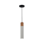 LED dining room wood metal long tube lighting silver hanging light