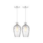 2 Pack hanging light brushed nicke light fixtures  glass, metal pendant light