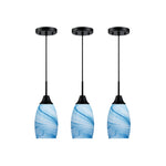 3 Pack bulbs light black blue pendant light glass hanging light