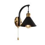 Vintage industrial sconce light gold, black light fixture aluminum wall lighting