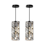 2 Pack island pendant lights aluminum crystal dining light black pendant light