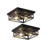 2 Pack flush mount lights metal ceiling light fixture rustic black ceiling lamp